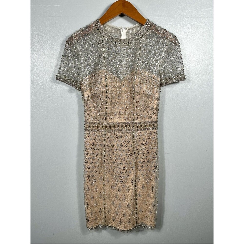 Jovani Short Sleeve Sequined Beaded Embellished Mini Dress Size 0 Homecoming